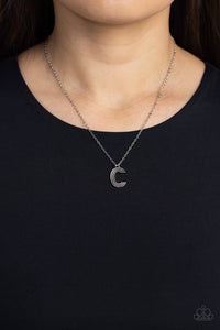 "LEAVE YOUR INITIALS" SILVER "C" NECKLACE & EARRING SET