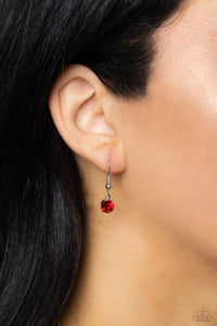 ALLURING ANDANTE - RED GEM SILVER SHORT NECKLACE - PAPARAZZI