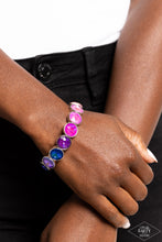 Load image into Gallery viewer, RADIANT ON REPEAT - MULTI COLOR OPALESCENT GEM SILVER STRETCHY BRACELET
