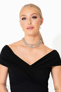 GLISTENING GALLERY - WHITE GEM SILVER CHOKER NECKLACE - PAPARAZZI - LIFE OF THE PARTY NOVEMBER 2023