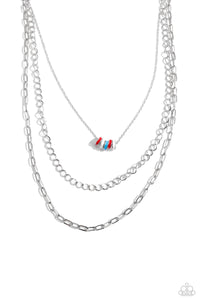 Colorful Cadet - Red White and Blue Silver Layered Short Necklace