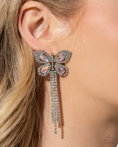 Next SOAR - Pink Gem White Rhinestone Silver Butterfly Post Earrings - Life of the Party August 2024