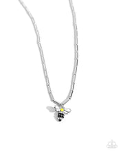 Load image into Gallery viewer, Bees Knees - Yellow Bee Charm Silver Necklace - Paparazzi - Mandy&#39;s 2024 Black Diamond Encore

