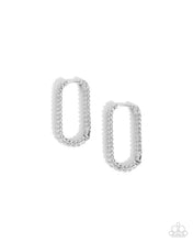 Load image into Gallery viewer, Meandering Moment - Silver Twisted Oval Hinge Hoop Earrings
