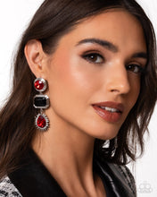 Load image into Gallery viewer, Entertaining the Thought - Red and Black Gem Silver Post Earrings
