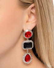 Load image into Gallery viewer, Entertaining the Thought - Red and Black Gem Silver Post Earrings

