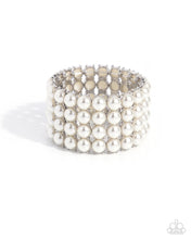 Load image into Gallery viewer, Ombre Overture - White Pearl Silver Stretchy Bracelet
