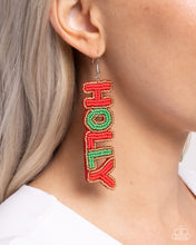 Load image into Gallery viewer, Jolly Holiday - Multi Gold Red Green Seed Bead Earrings
