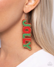 Load image into Gallery viewer, Jolly Holiday - Multi Gold Red Green Seed Bead Earrings
