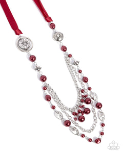 Red Ribbon Silver Long Necklace - 2024 Blockbuster Exclusive
