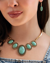 Load image into Gallery viewer, River Ride - Gold Turquoise Stone Short Necklace - 2024 Blockbuster Exclusive
