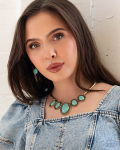 River Ride - Gold Turquoise Stone Short Necklace - 2024 Blockbuster Exclusive