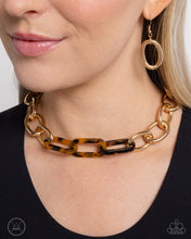 Load image into Gallery viewer, Uniquely Upmarket - Gold Chain Animal Print Acrylic Link Choker Necklace
