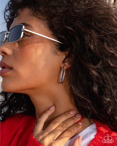 Now or LEISURE - Silver Oval Hinge Hoop Earrings