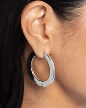 Load image into Gallery viewer, Circling Chariot - Silver Flat Hinge Hoop Earrings

