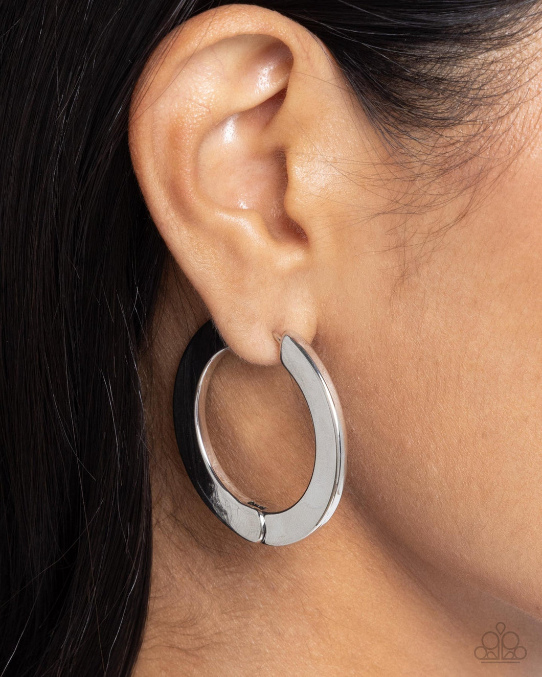 Circling Chariot - Silver Flat Hinge Hoop Earrings