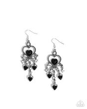 Load image into Gallery viewer, Compassionate Chandelier - Black Heart Bead Silver Earrings
