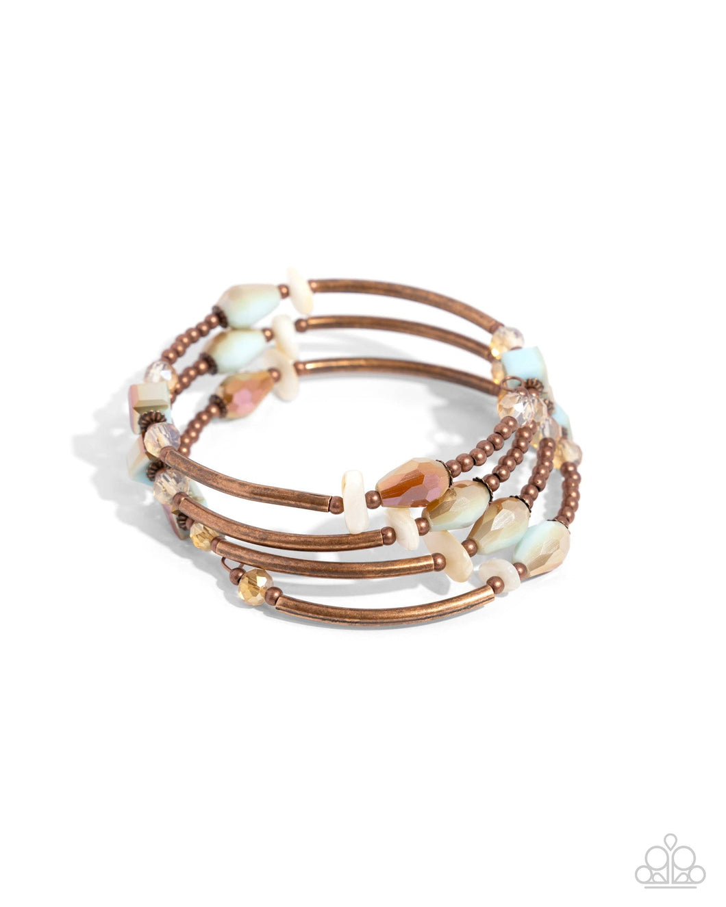 Multiple Choice - Copper UV Iridescent Bead Coil Bracelet