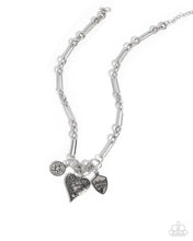 Load image into Gallery viewer, Greater Love - White Heart John Affirmation Silver Short Necklace
