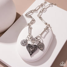 Load image into Gallery viewer, Greater Love - White Heart John Affirmation Silver Short Necklace
