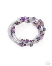Load image into Gallery viewer, Seed Bead Scene - Purple Stone Silver Coil Bracelet
