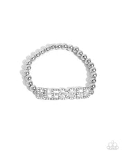 Load image into Gallery viewer, Blessed Bounty - White Rhinestone Affirmation Silver Stretchy Bracelet
