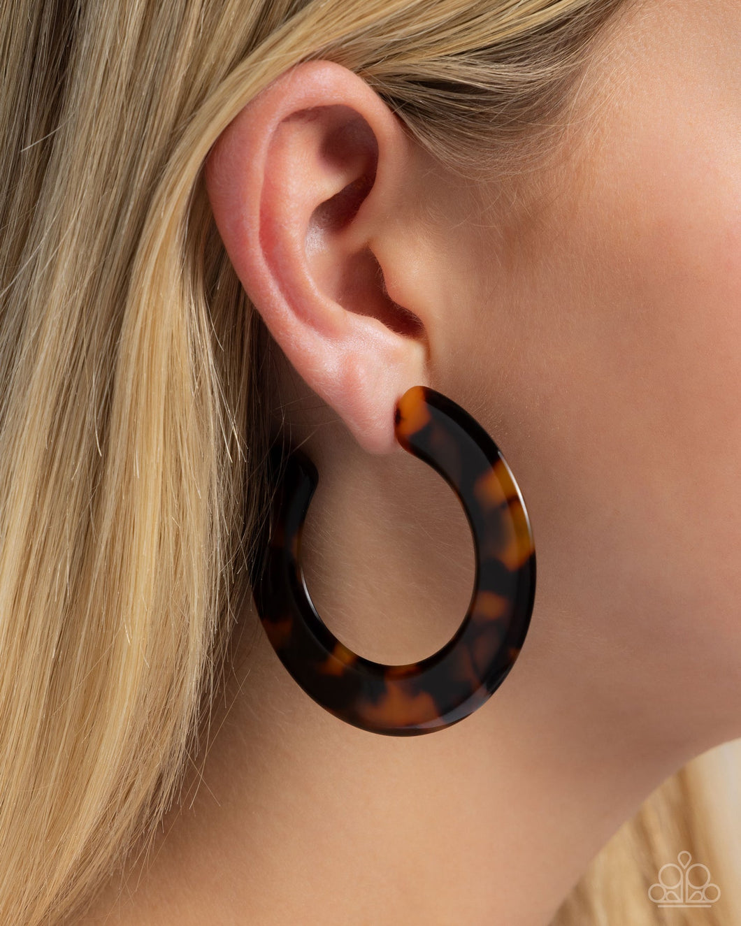 Spotted Scoop - Brown Acrylic Tortoise Shell Hoop Earrings