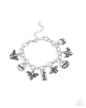 Load image into Gallery viewer, Compassionate Charm - Silver Bee Inspirational Affirmation Word Bracelet
