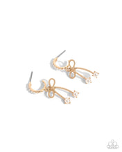 Load image into Gallery viewer, Charming Coquette - Gold White Pearl Bow Hoop Earrings
