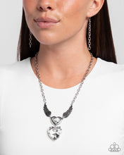 Load image into Gallery viewer, Customer Satisfaction - White Heart Gem Silver Wing Short Necklace
