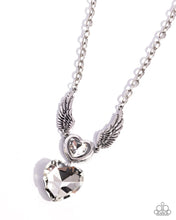Load image into Gallery viewer, Customer Satisfaction - White Heart Gem Silver Wing Short Necklace
