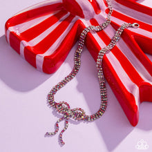 Load image into Gallery viewer, Buckingham Bow - Pink Iridescent Rhinestone Silver Short Necklace - Paparazzi - Life of the Party February 2025
