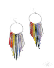 Load image into Gallery viewer, Streamlined Shimmer - Multi Rainbow Rhinestone Fringe Silver Earrings - Pink Diamond Bring Back Exclusive
