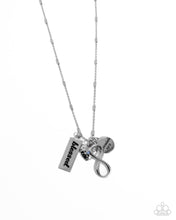 Load image into Gallery viewer, Confidence in Him - Blue Silver Scripture Affirmation Blessed Short Necklace
