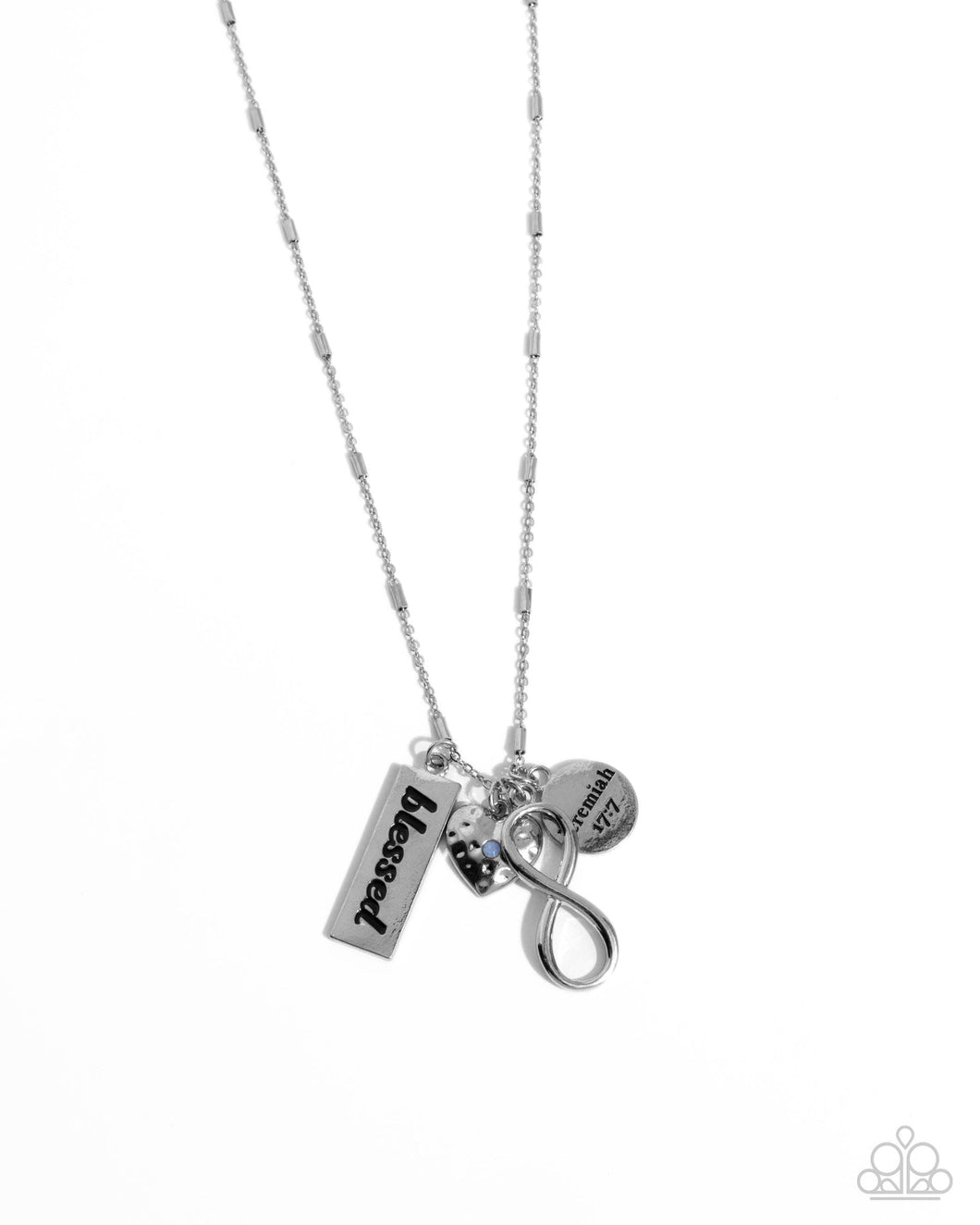 Confidence in Him - Blue Silver Scripture Affirmation Blessed Short Necklace