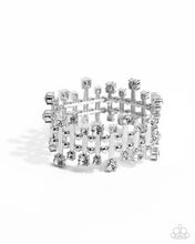 Load image into Gallery viewer, Misunderstanding Mayhem - White Rhinestone Silver Bar Stretchy Bracelet - 2025 EMP Exclusive Week 2
