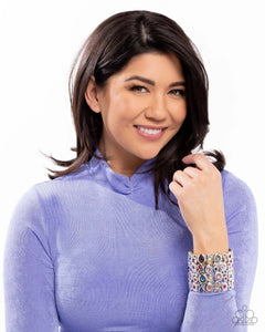 Millennial Medley - Multi Color Rhinestone Silver Stretchy Bracelet - Paparazzi - Life of the Party February 2025