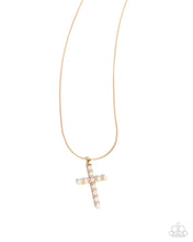 Load image into Gallery viewer, Holy Harmony - Gold Cross White Pearl Short Necklace - Paparazzi
