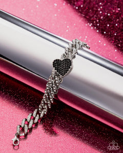 Humane Hearts - Black Rhinestone Silver Bracelet