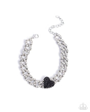 Load image into Gallery viewer, Humane Hearts - Black Rhinestone Silver Bracelet
