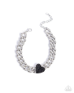 Humane Hearts - Black Rhinestone Silver Bracelet