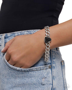 Humane Hearts - Black Rhinestone Silver Bracelet