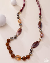 Load image into Gallery viewer, Entrancing Ease - Multi Color Warm Tone bead Red Cord Necklace - 2025 Convention Exclusive
