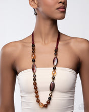 Load image into Gallery viewer, Entrancing Ease - Multi Color Warm Tone bead Red Cord Necklace - 2025 Convention Exclusive
