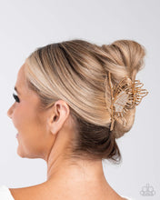 Load image into Gallery viewer, Layered Landing - Gold White Rhinestone Butterfly Claw Hair Clip
