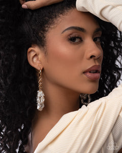 Sunset State of Mind - Gold White Pearl Hinge Hoop Earrings - Paparazzi - 2025 Convention Exclusive