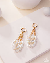 Load image into Gallery viewer, Sunset State of Mind - Gold White Pearl Hinge Hoop Earrings - Paparazzi - 2025 Convention Exclusive
