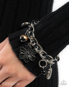 Equally Enchanted - Black Cord Silver Heart Charm Bracelet - Blockbuster 2025 Exclusive - Paparazzi