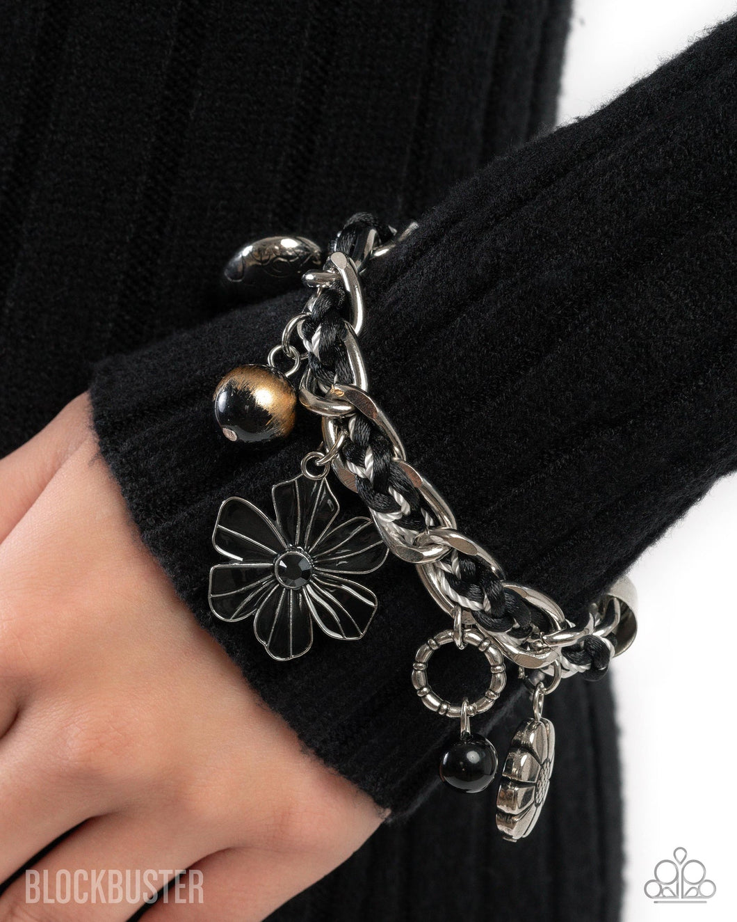 Equally Enchanted - Black Cord Silver Heart Charm Bracelet - Blockbuster 2025 Exclusive - Paparazzi
