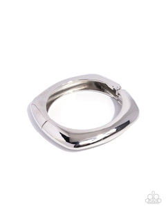 Rounded Reflection - Silver Square Hinge Bracelet - Paparazzi - 2025 Convention Exclusive